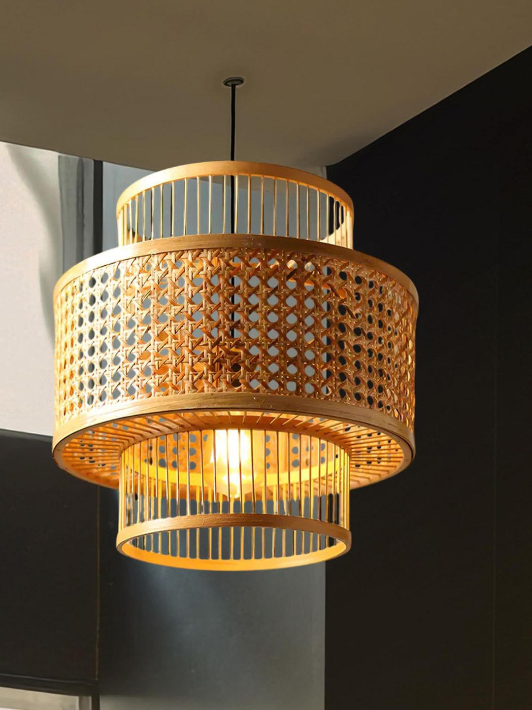 habere india Artistic Rattan Pendant Light for Home Decor and Hall Pendant Lamp Ceiling Lamp-picture-23