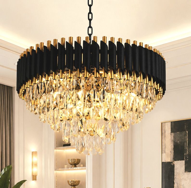 sresa chandelier lights Black gold 500mm jhumar ceiling lights for hall, dining ,cafes Chandelier Ceiling Lamp-picture-22
