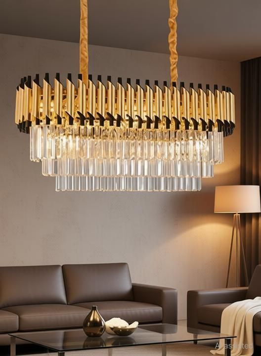 RO600X300mm Gold Black Chandelier Ceiling Lamp-image-45