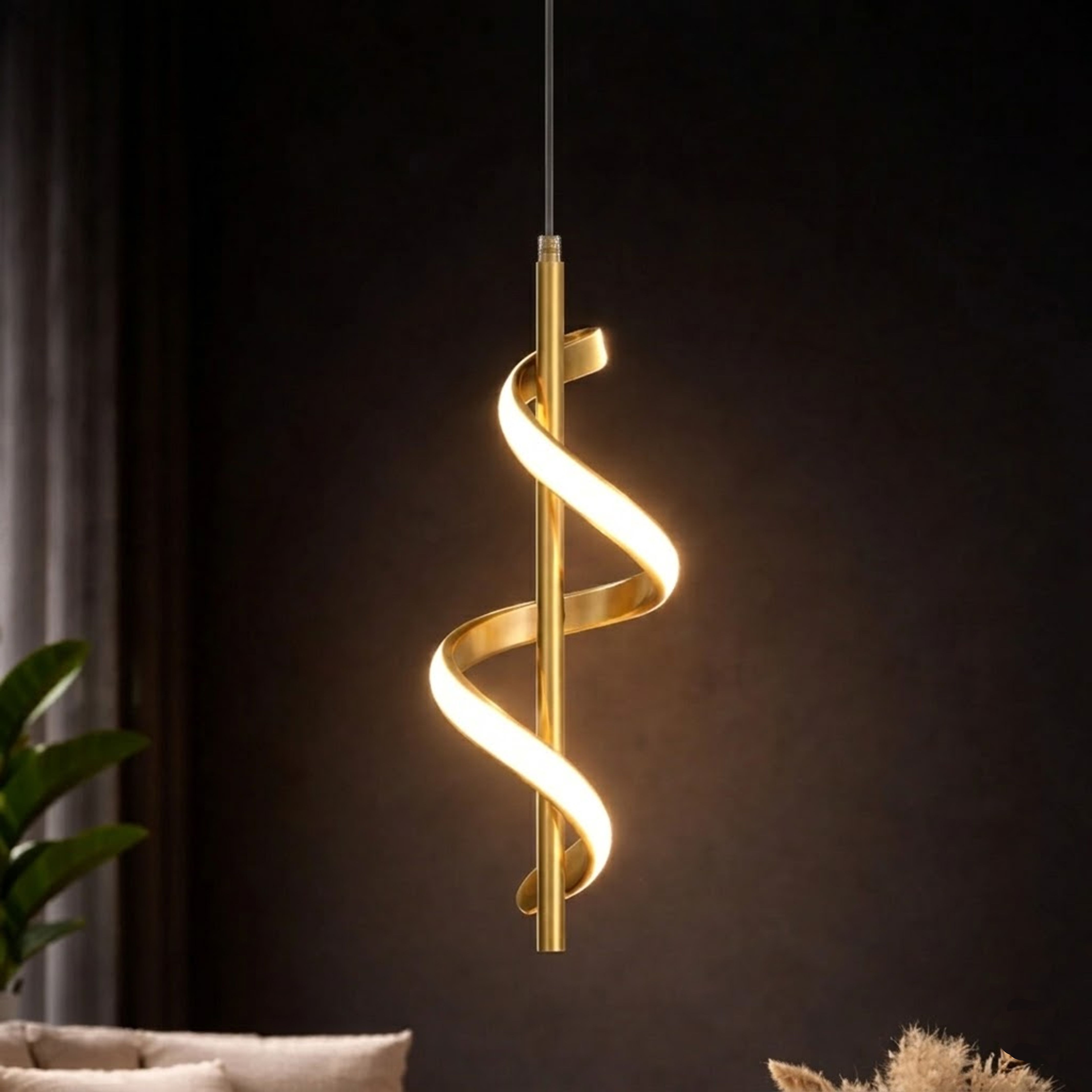 bdlight Modern Spiral LED Pendant Light | Premium Gold Hanging Ceiling Lamp Pendant Lamp Ceiling Lamp-picture-14
