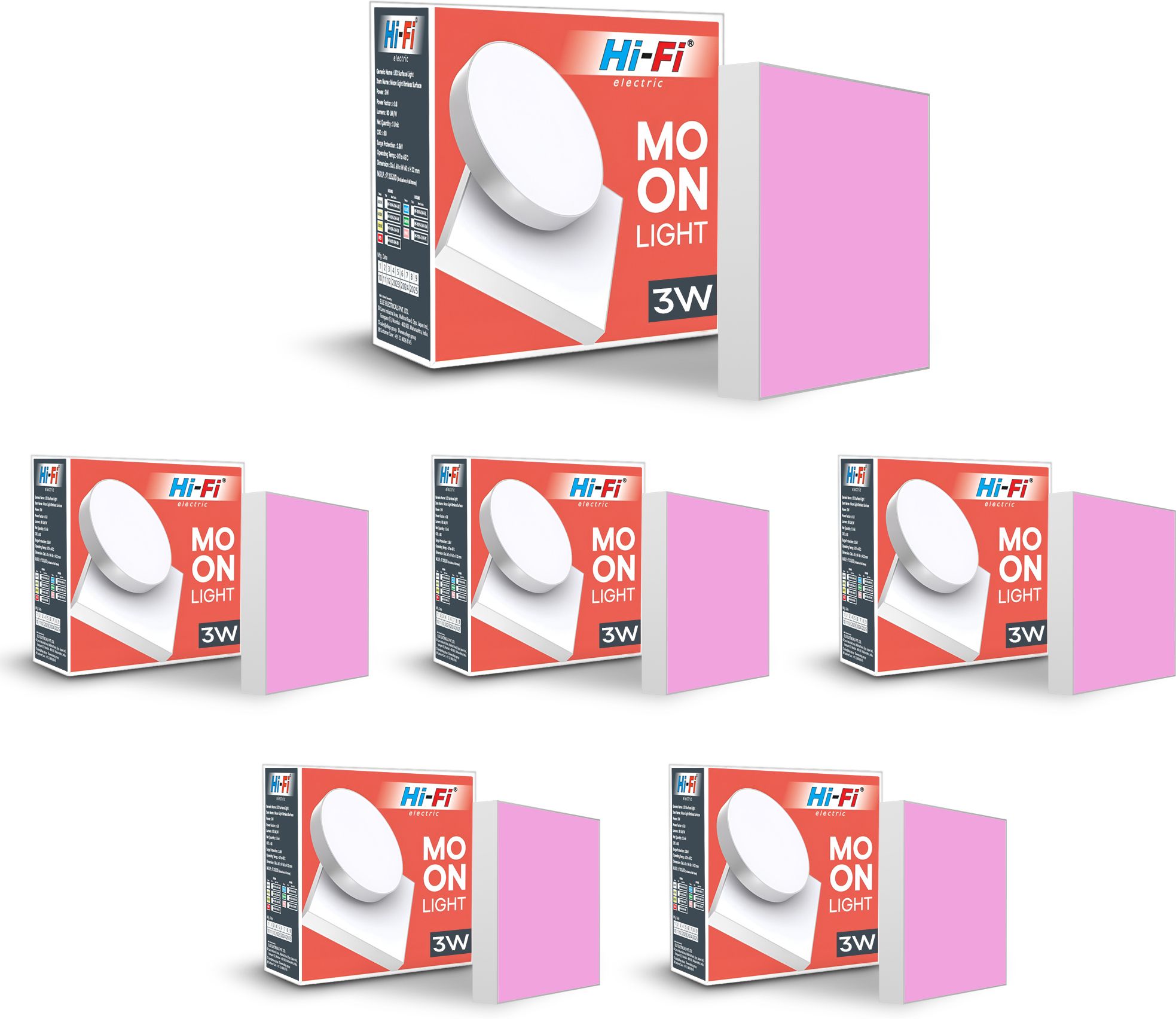 Moonlight 3W Rimless LED Surface Panel Square Light|240 Lumens|Pink Light Ceiling Light Ceiling Lamp-image-31