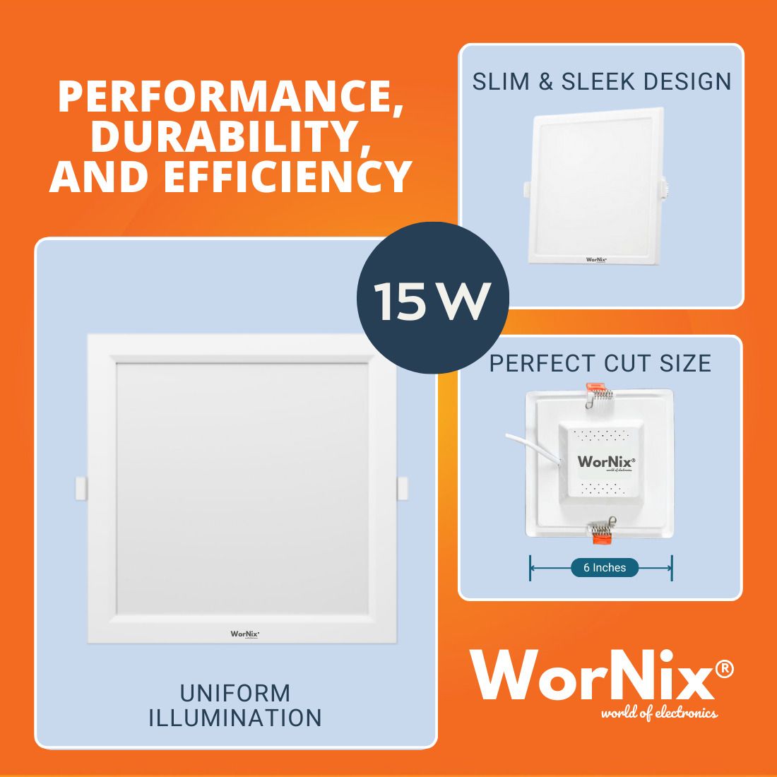 wornix 15W Square LED Panel Light Surface Ceiling Light Ceiling Lamp-picture-46