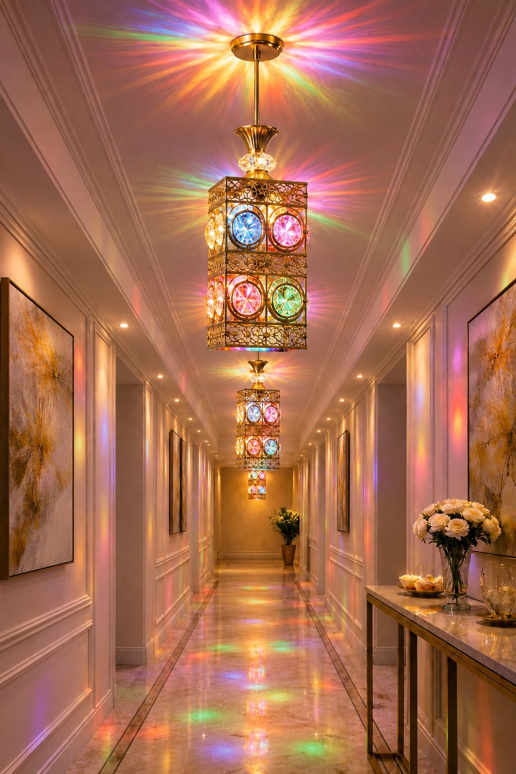 hybrix LED 9 Watt K9 Crystal Ceiling Lamp, Golden, 7 Colors Light by Switching On/Off, Pendant Lamp Ceiling Lamp-picture-36