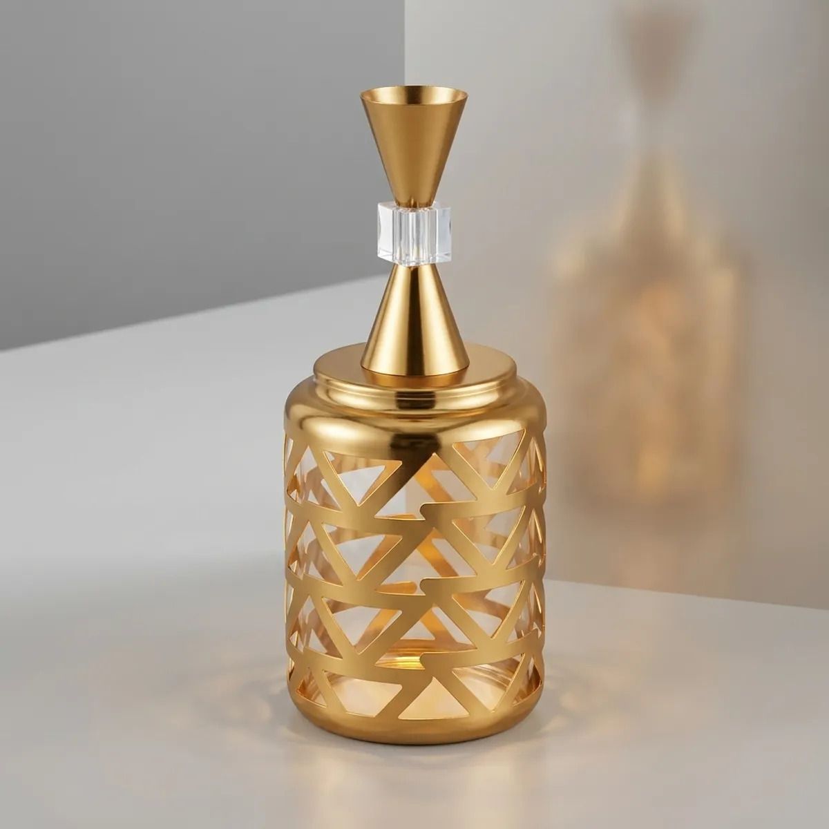Golden Decorative LED Table Lamp, Premium Triangle Cutwork Night Lamp Ceiling Light Ceiling Lamp-image-19