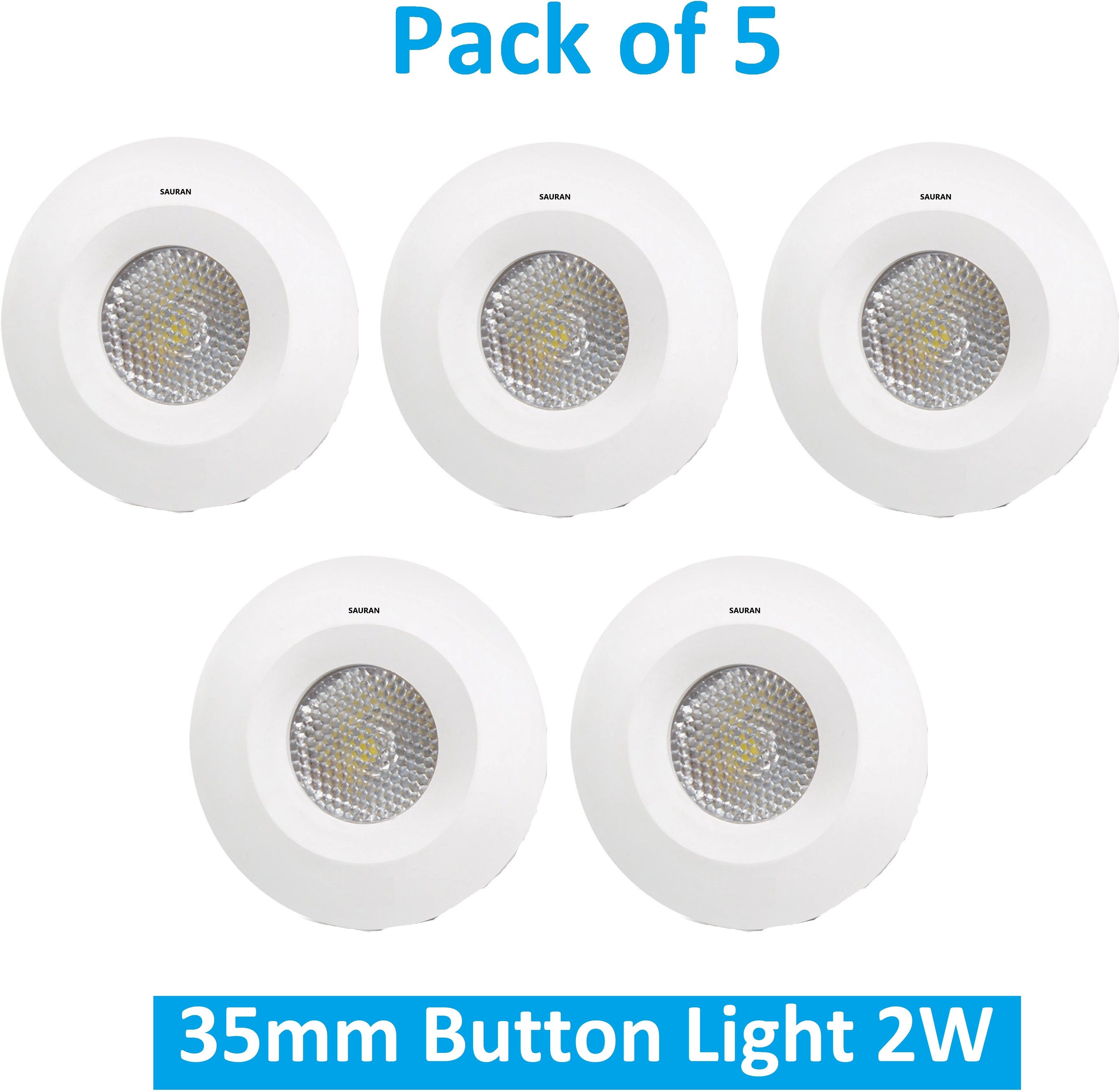 sauran Pack of 5 35mm LED Button Light 2W MBL1.3 Ceiling Light Ceiling Lamp-picture-24