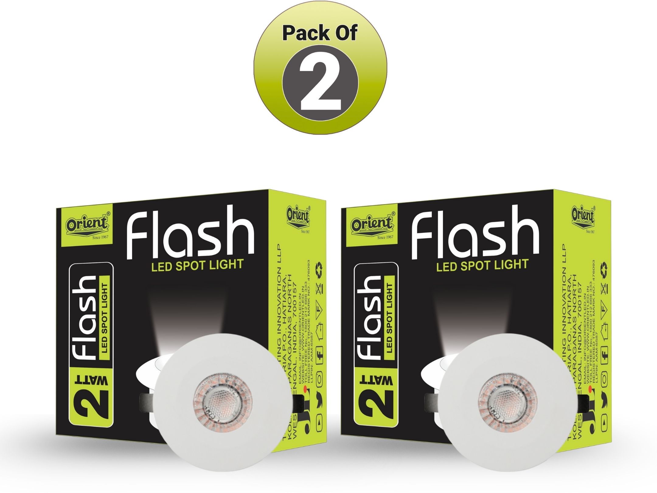 orient FLASH 2W MINI SPOT 3000K ROUND - (Pack of 2) Spot Light Ceiling Lamp-picture-46