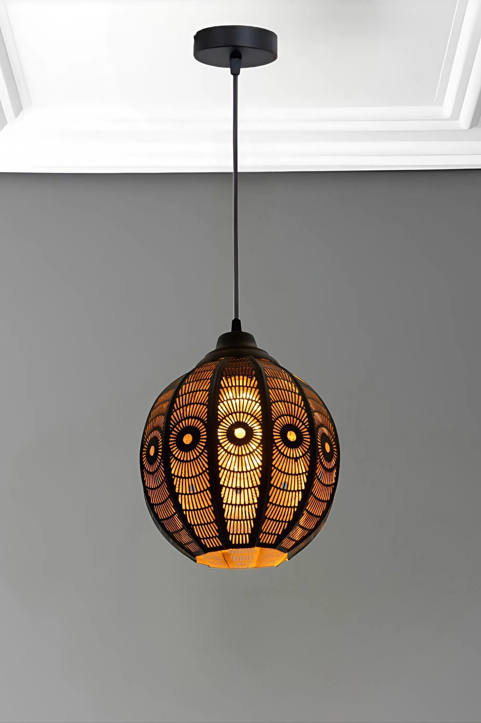 GLOMZY Metal Laser Cutting Design Pendant Hanging Lamp, With Bulb (Pack of 1) Ceiling Light Ceiling Lamp-picture-26