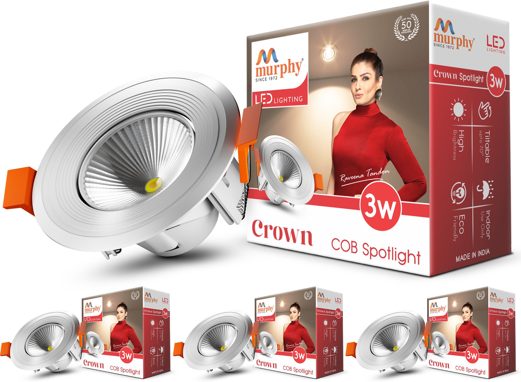 3W Crown LED Spot Deep Junction Box Down Light (Pack of 4, Cool White) Recessed Ceiling Light Ceiling Lamp-image-23