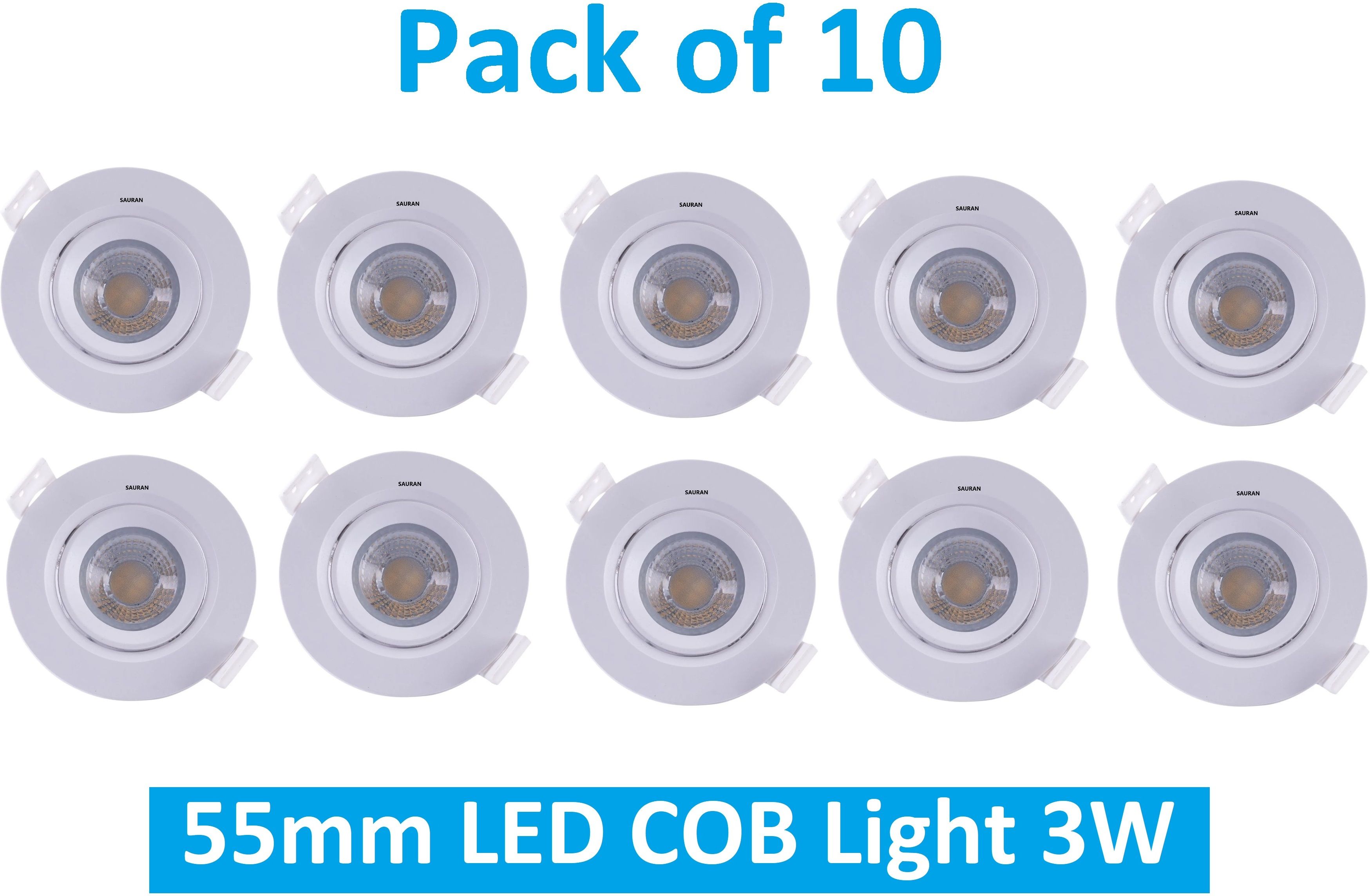 sauran Pack of 10 55mm LED COB Pure White Light 3W LEC13.4 (With Warranty) Ceiling Light Ceiling Lamp-picture-23