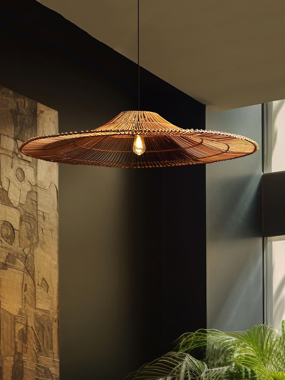 Handmade Rattan Hanging Light for Bedroom and Study Room Pendant Lamp Ceiling Lamp-image-30