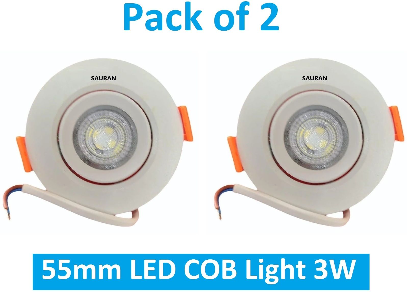 sauran Pack of 2 55mm LED COB Pure White Light 3W LEC6.2 (With Warranty) Ceiling Light Ceiling Lamp-picture-7