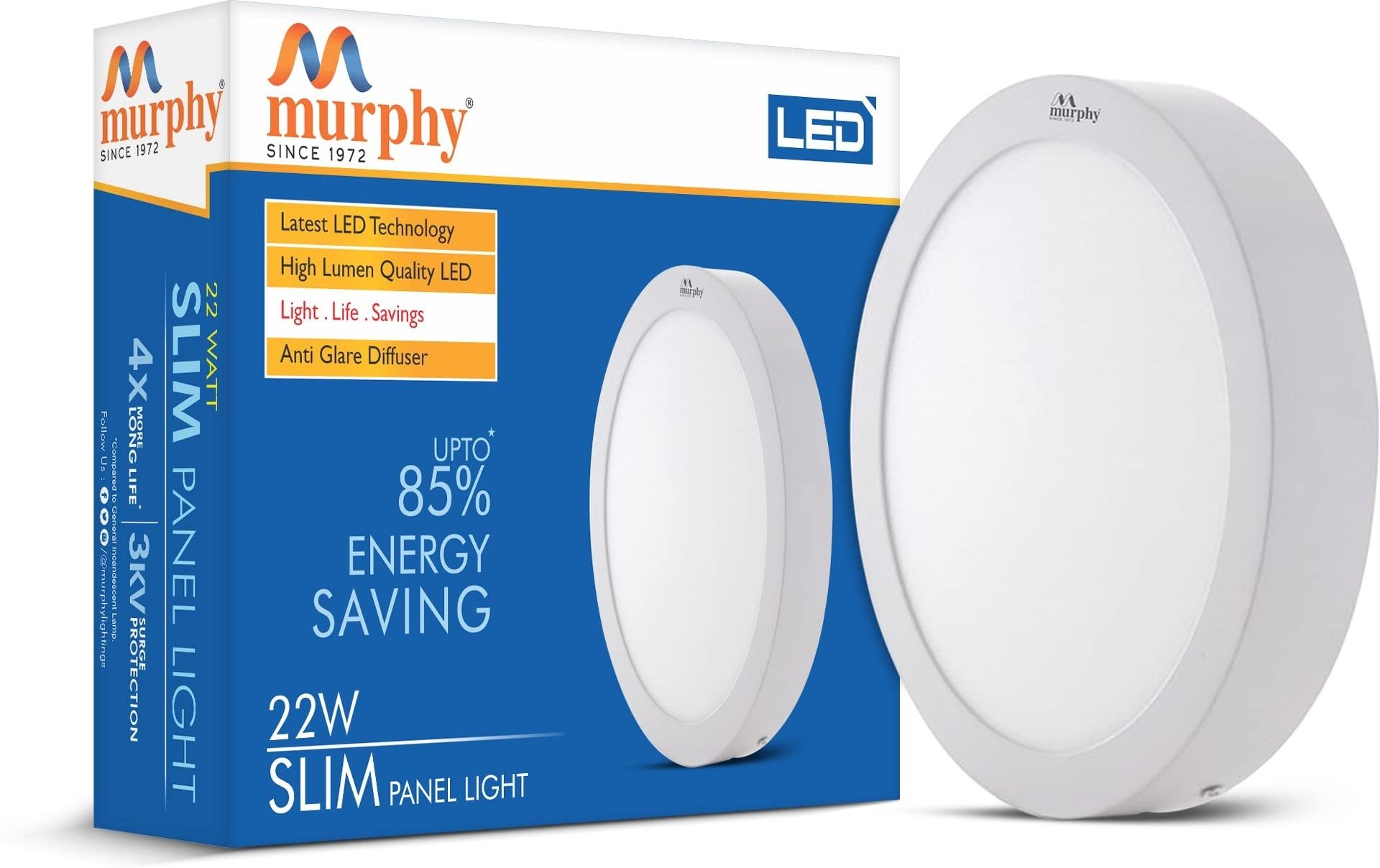 22-Watts Slim Round LED Surface Mount Panel Light (Cool White) Recessed Ceiling Light Ceiling Lamp-image-4