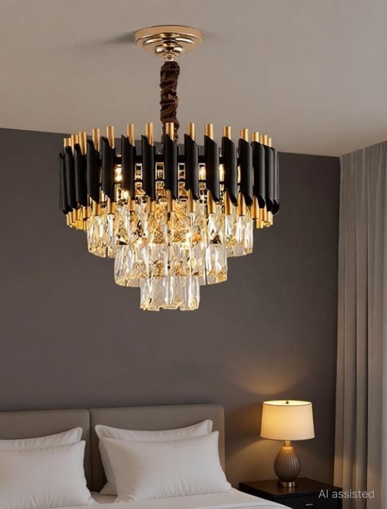 marigold 400 MM Black Mambra Round Chandelier For Living Room Bed Room Chandelier Ceiling Lamp-picture-25
