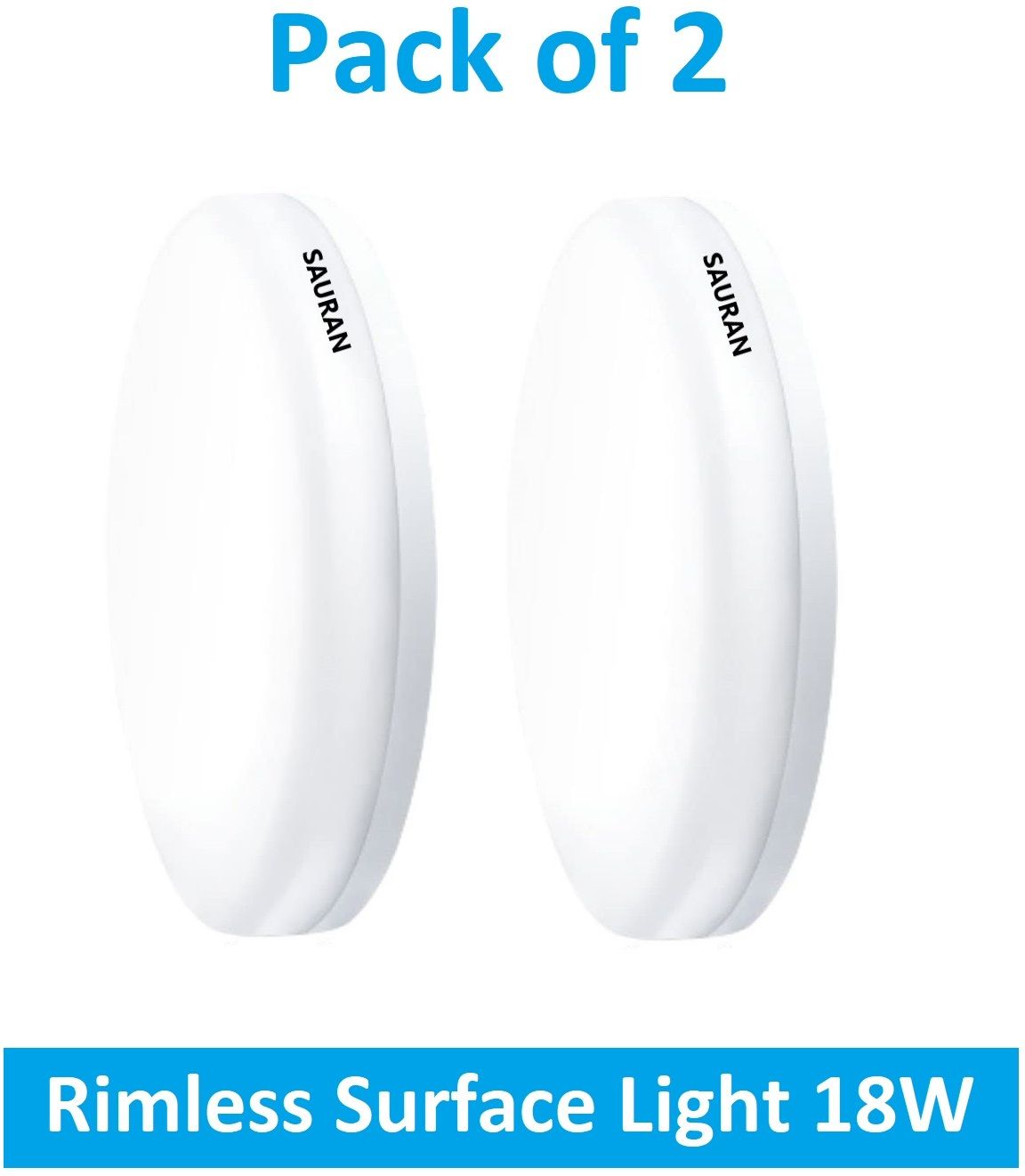 sauran Pack of 2 Rimless Surface Light 18W White RSL31.2 Ceiling Light Ceiling Lamp-picture-15