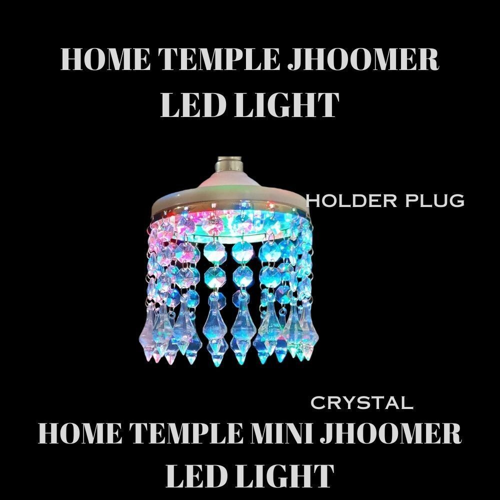 RGB Crystal Mini Jhoomer Hanging B22 Bulb for Home Temple Chandelier Ceiling Lamp-image-1