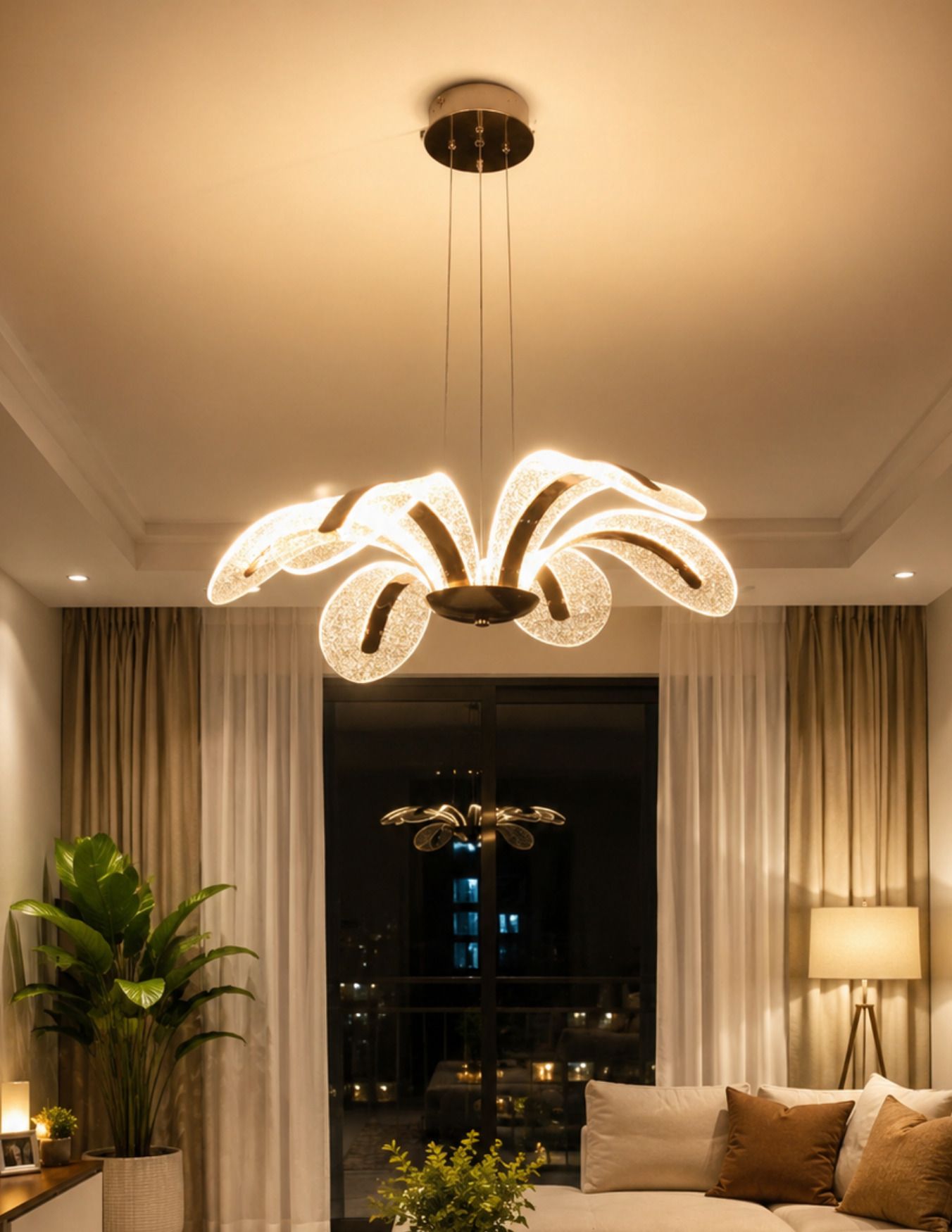 Modern Leaf LED Chandelier | Luxury Acrylic Hanging Ceiling Light Ceiling Light Ceiling Lamp-image-44