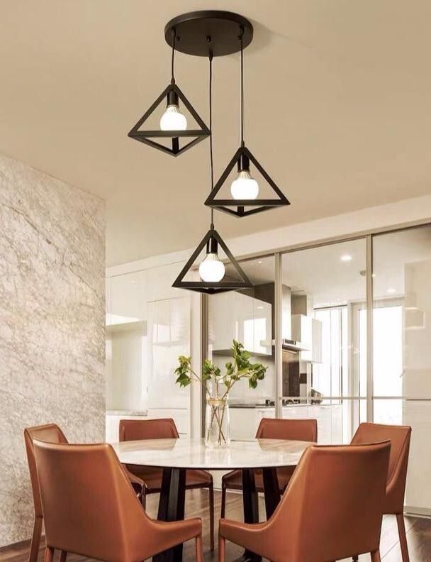 3 Lights Triangle Cluster Chandelier Hanging for Bedroom, Living Room, Restaurant Pendants Ceiling Lamp