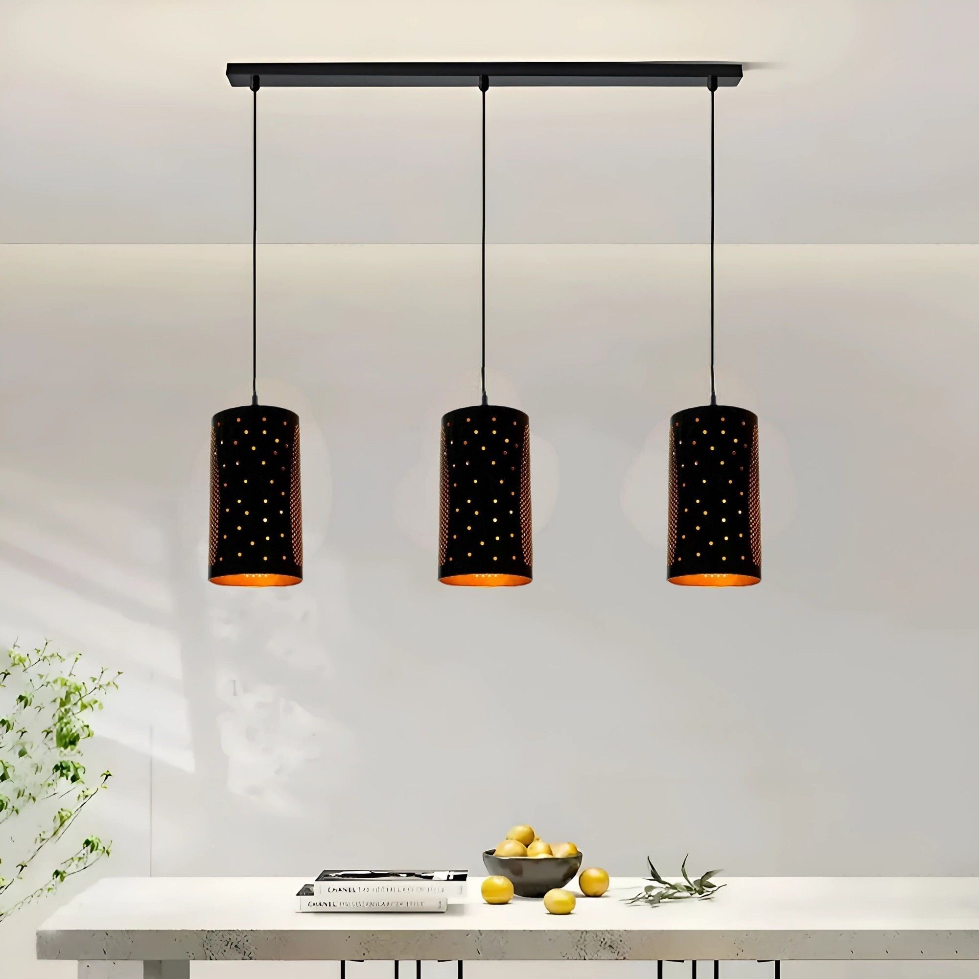 glomzy Metal Laser Cutting 3-Lamp Linear Hanging, Bulb not Included Set of 1 Ceiling Light Ceiling Lamp-picture-36