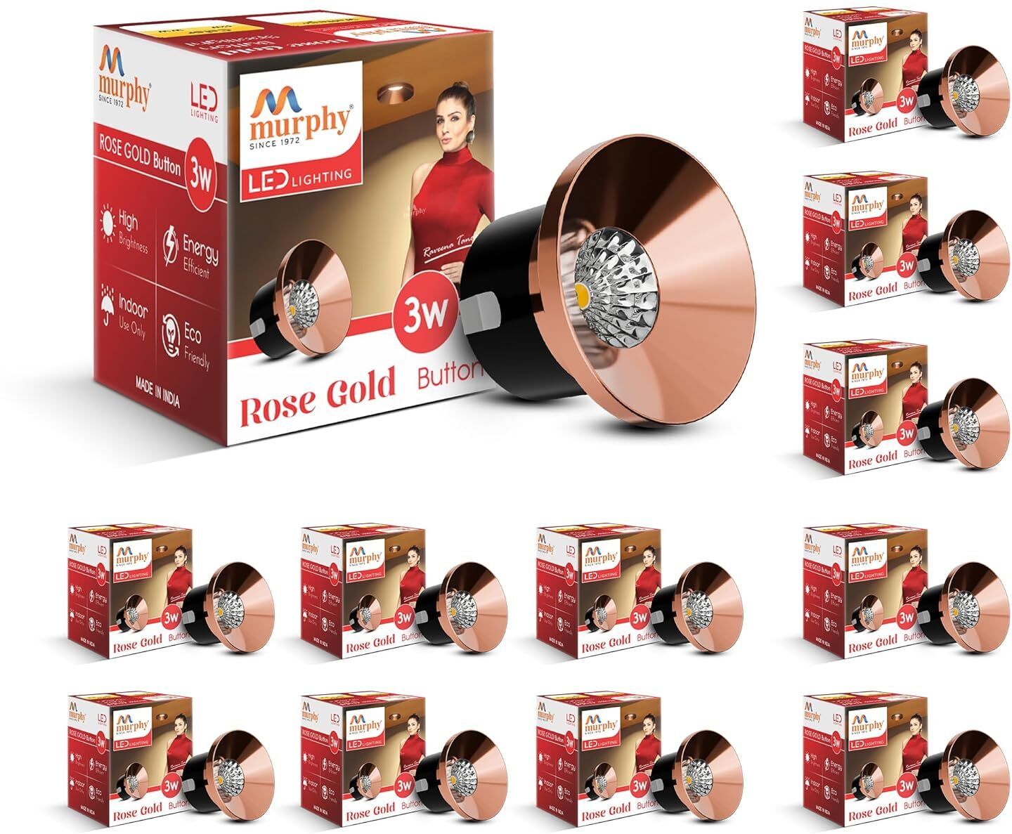 3w rose gold button led warm white(golden yellow) round pack of 12 spot light ceiling lamp