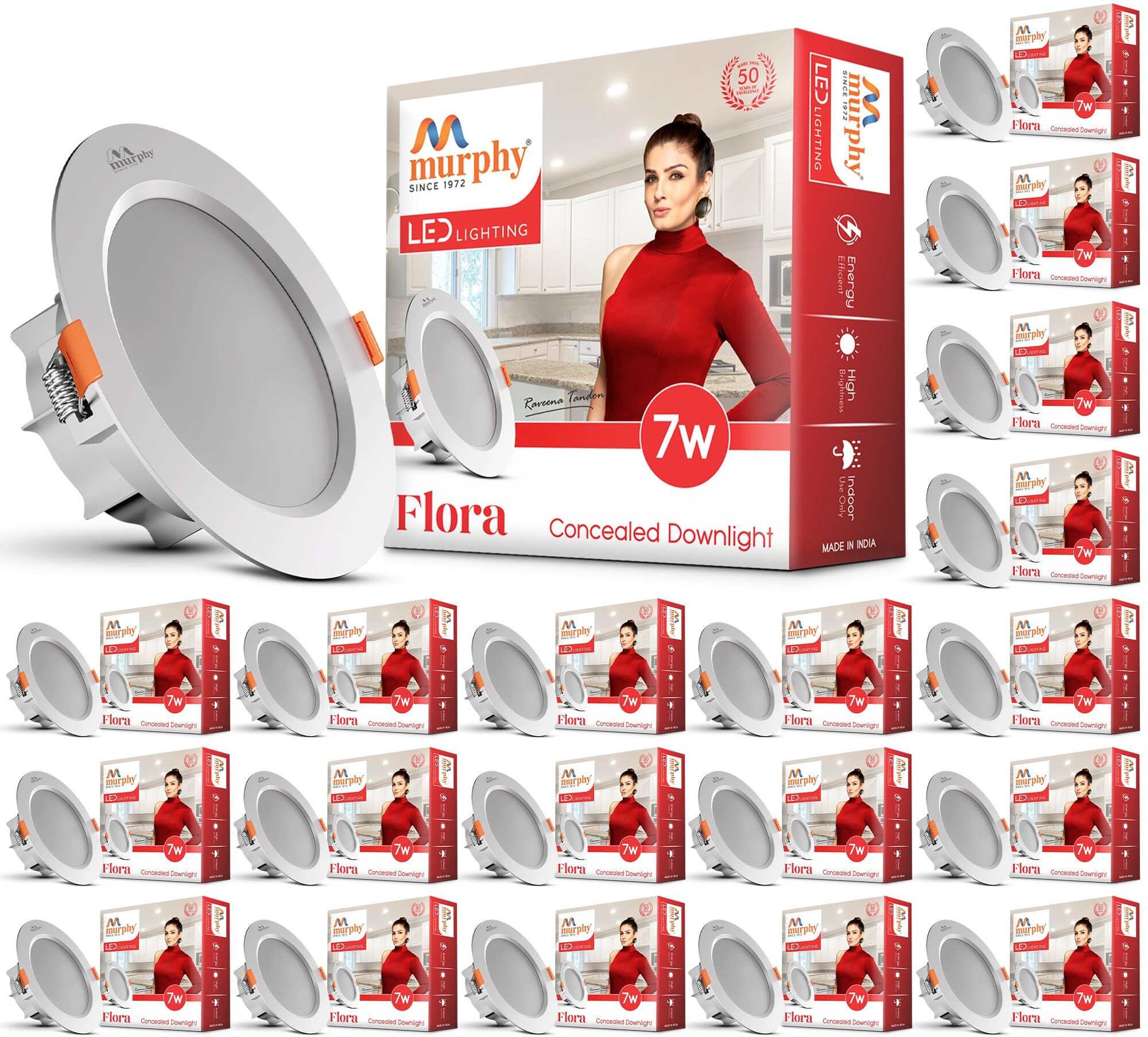 murphy Flora 7W LED Down Light, Natural White Light, Round, Recessed (Pack of 20) Ceiling Light Ceiling Lamp-picture-19