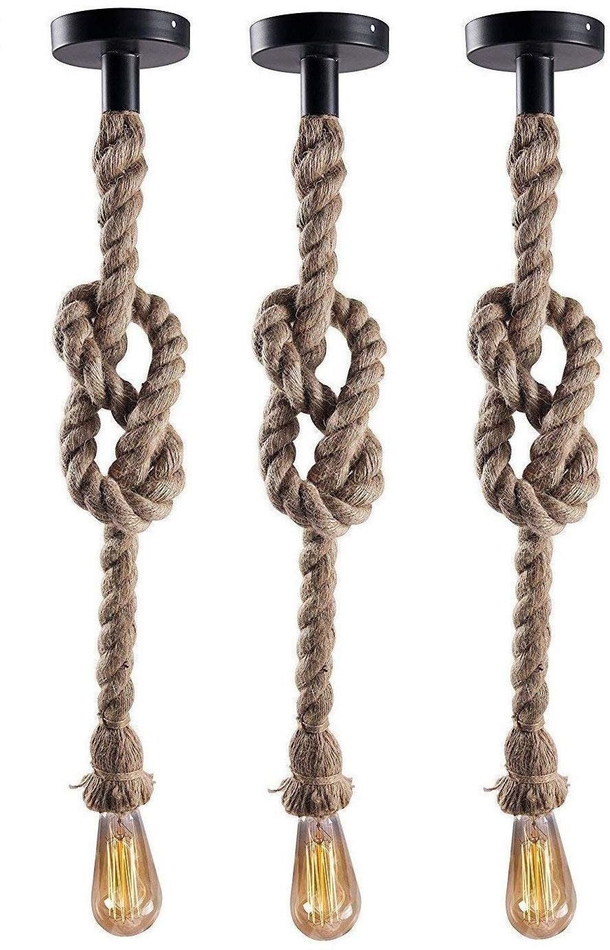 Pendant Rope Lights E27 for Ceiling Hanging, Bulb Not Included(Pack of 3) Ceiling Light Ceiling Lamp
