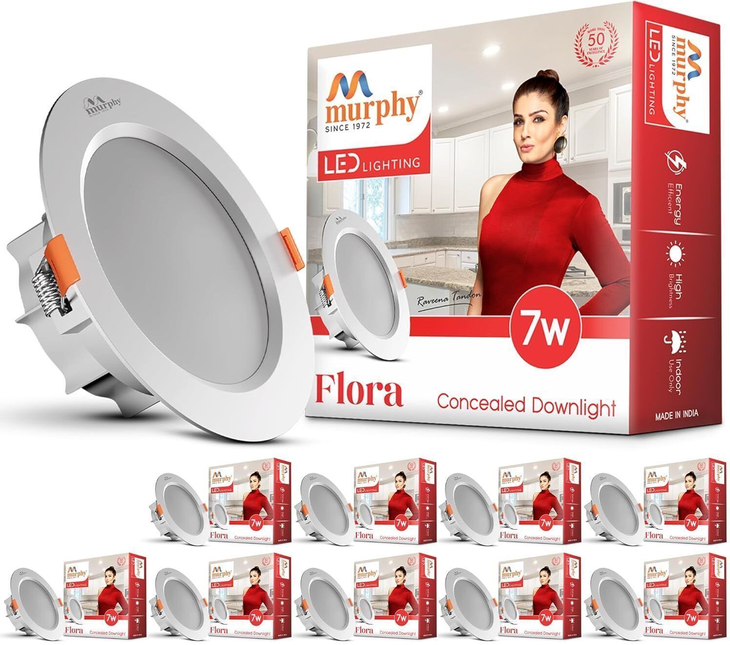 murphy Flora 7W LED Down Light, Cool White Light, Round, Recess (Pack of 10) Junction Box Ceiling Light Ceiling Lamp-picture-20