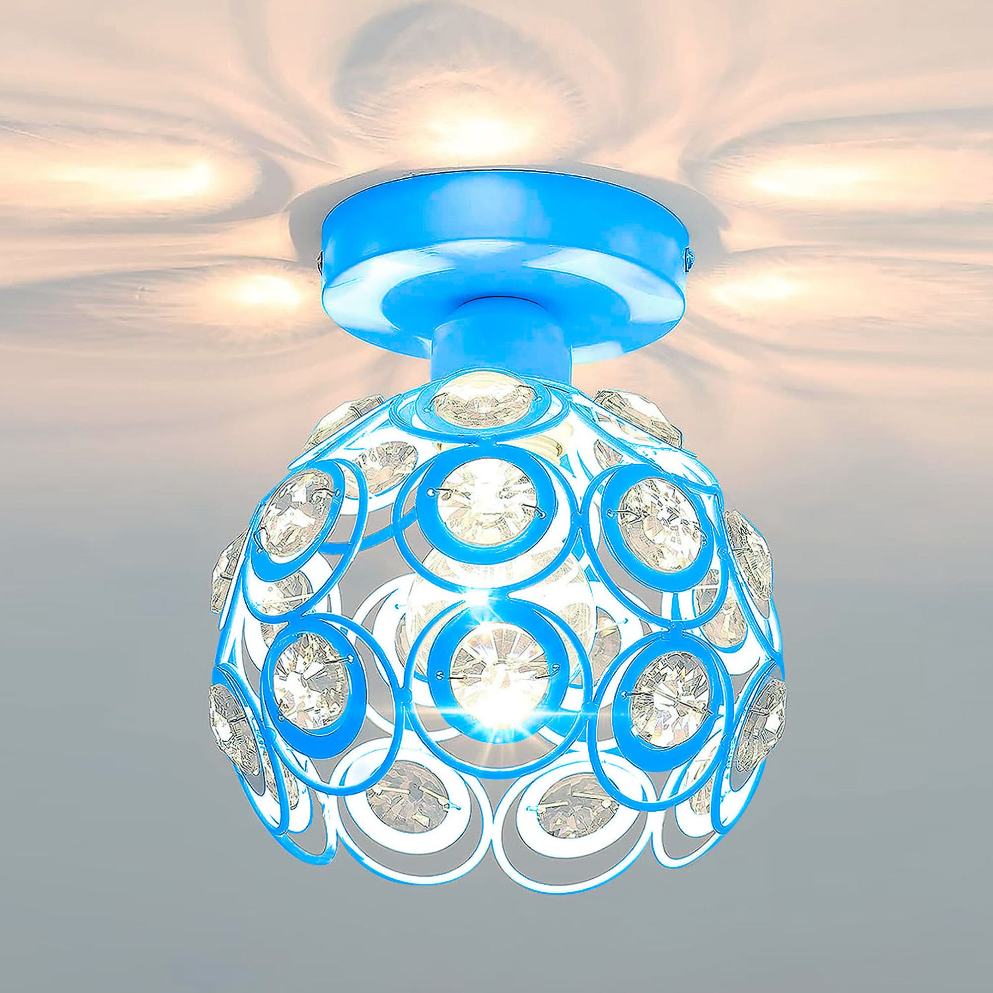 decor city Modern Mini Chandelier Lamp, Semi-Flush Mount Lights Lamp for Bedroom Turquoise Ceiling Light Ceiling Lamp-picture-10