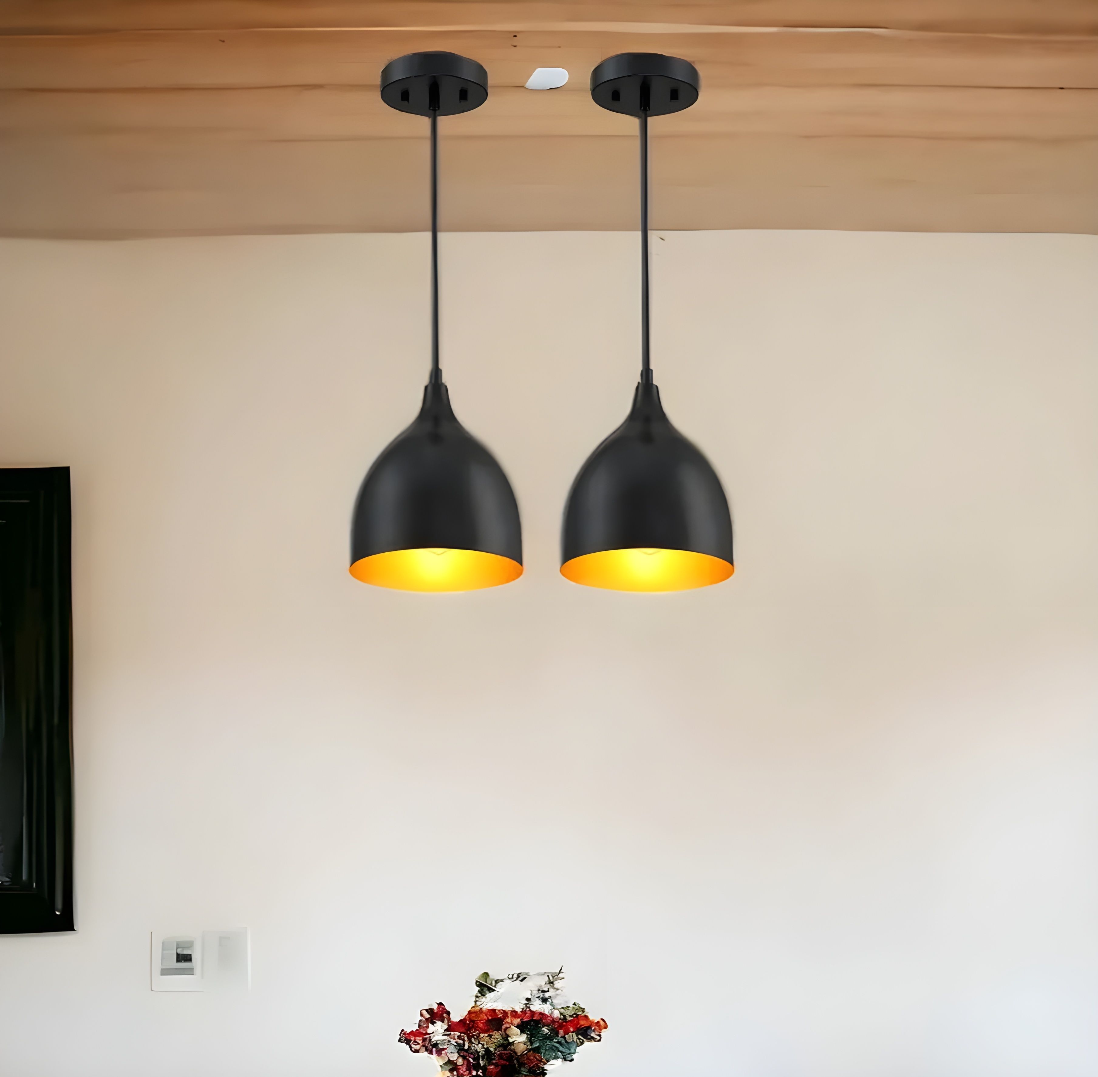 RBSK Ceiling Lamp 6 Inch Black Aluminum Pendant Light, With Bulb, Pack of 2 Pendant Lamp Ceiling Lamp-image-15