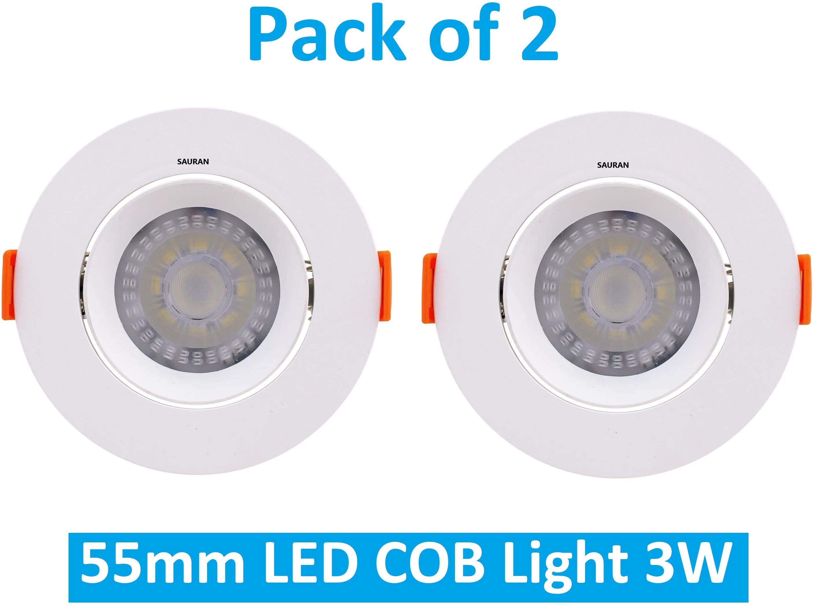 sauran Pack of 2 55mm LED COB Pure White Light 3W LEC8.2 (With Warranty) Ceiling Light Ceiling Lamp-picture-14