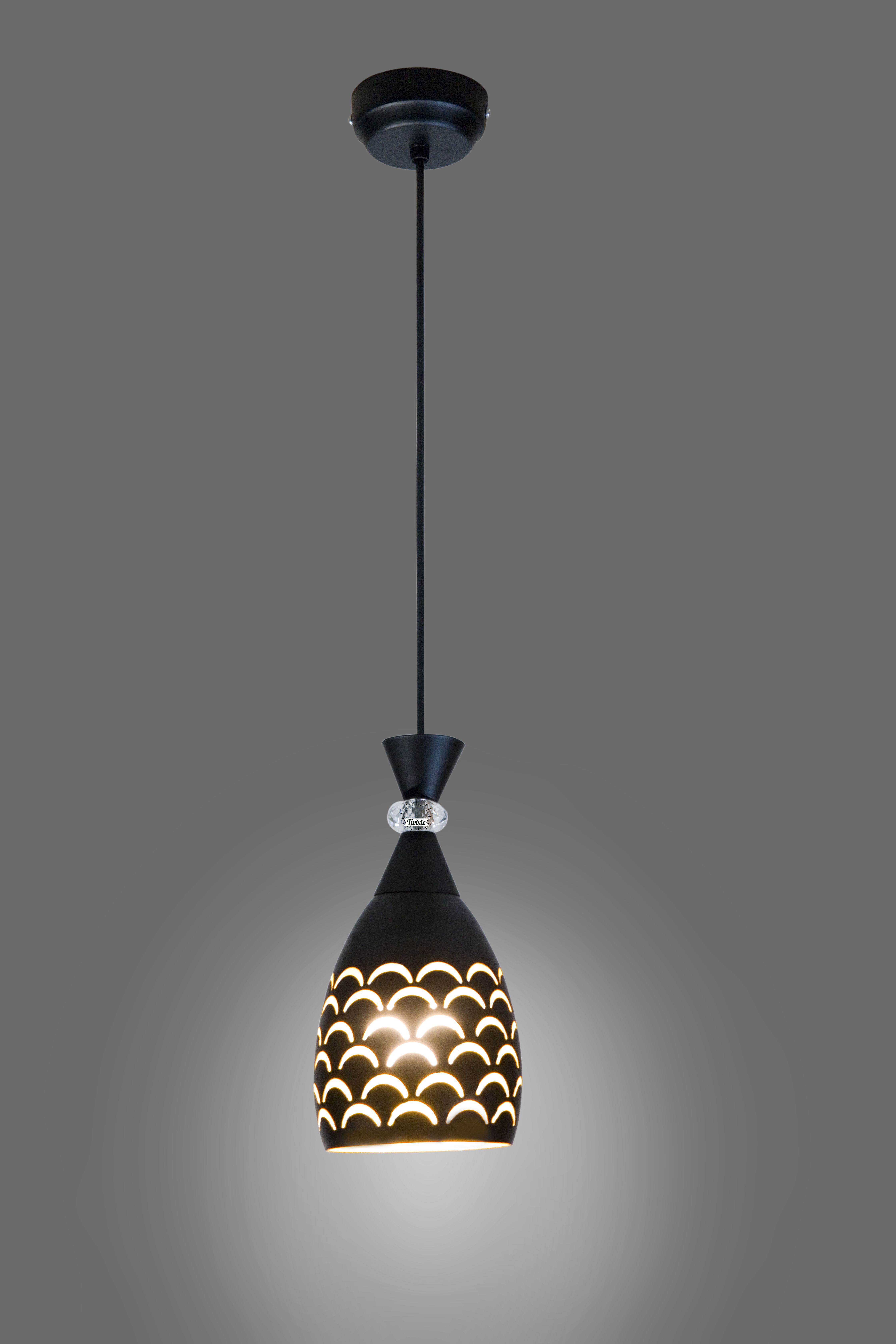 glomzy Aluminium Black Hanging Light, Half Moon Design, with bulb (Pack of 1) Ceiling Light Ceiling Lamp-picture-11