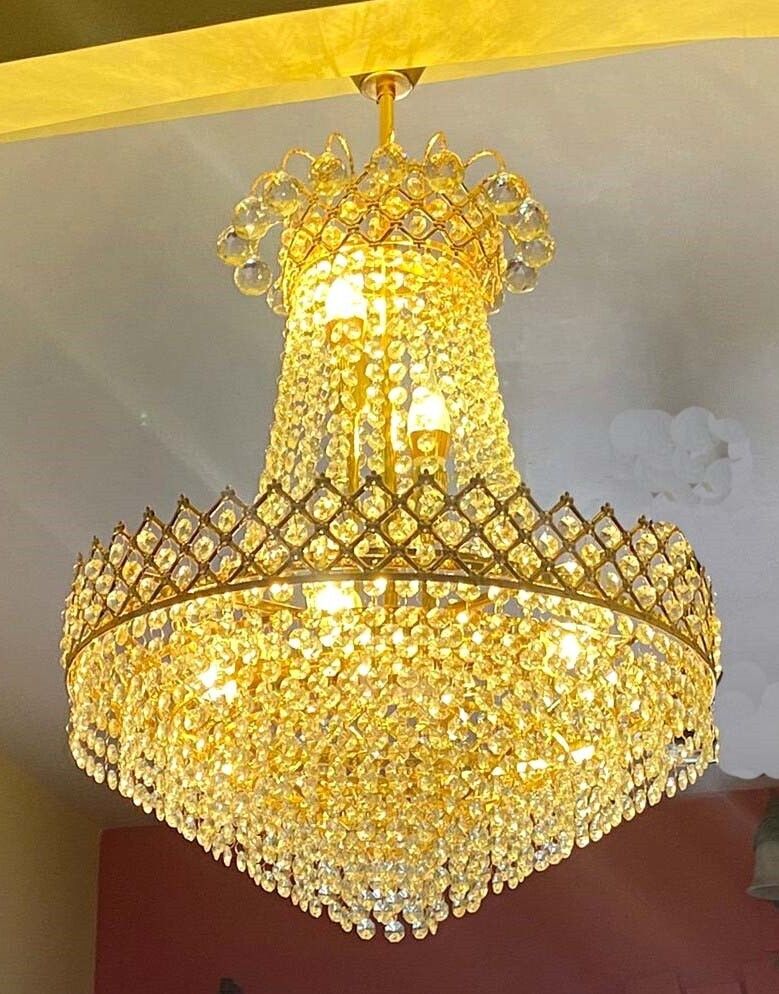 shri mahal antiques Crystal Big Size Jhhomar Lamp Ceiling Light For Living Room/Hall/Bed Room etc. Chandelier Ceiling Lamp-picture-24