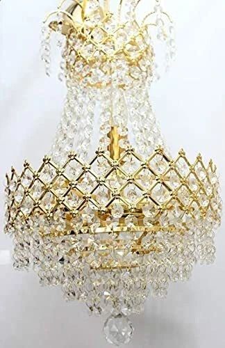 crystal gold polish metal 300 mm chandelier hanging ceiling pendant jhoomer Chandelier Ceiling Lamp-image-43