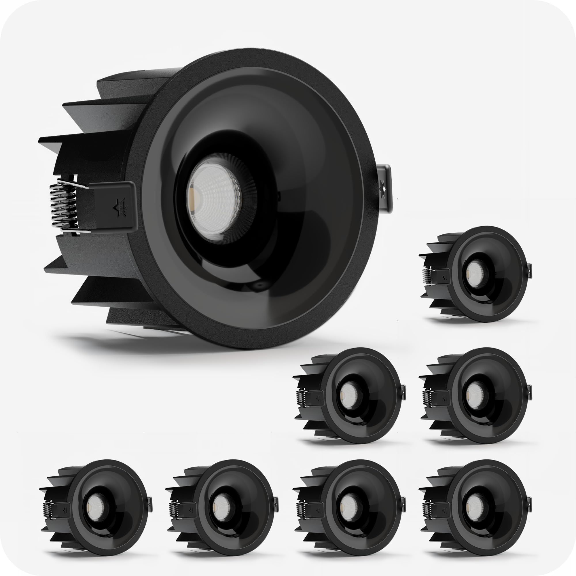murphy Elantra Noir 12W COB LED Downlight | Black Reflector | Warm White | Pack of 8 Ceiling Light Ceiling Lamp-picture-12