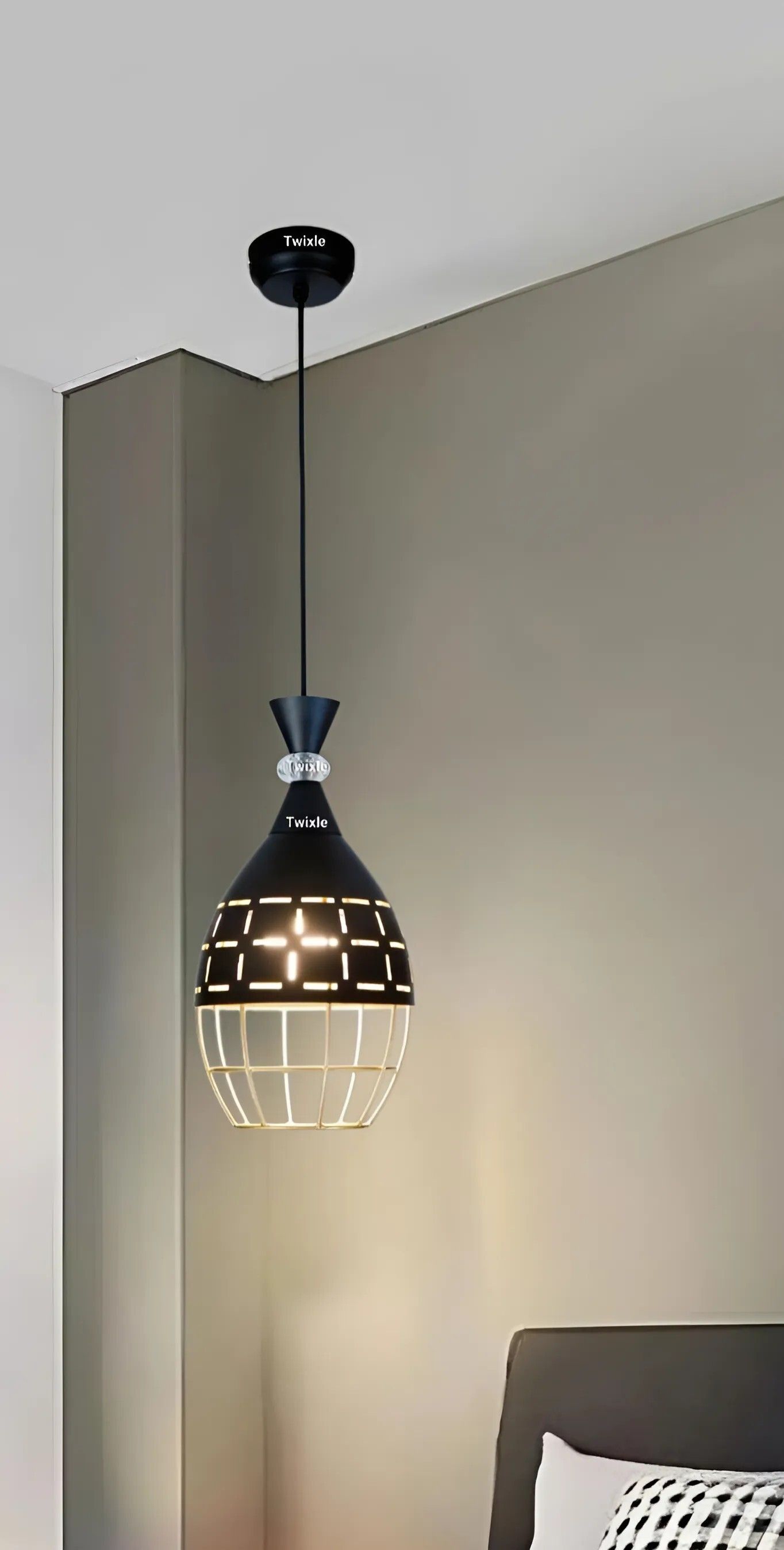 GLOMZY Modern Hanging Pendant Light Ceiling Lamp Black, with Bulb (Pack of 1) Ceiling Light Ceiling Lamp-picture-7