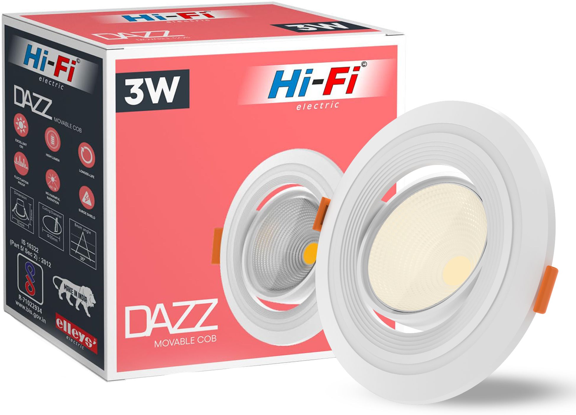 hi-fi DAZZ 3 Watt Movable COB ( Warm White ) Spot Light Ceiling Lamp-picture-48