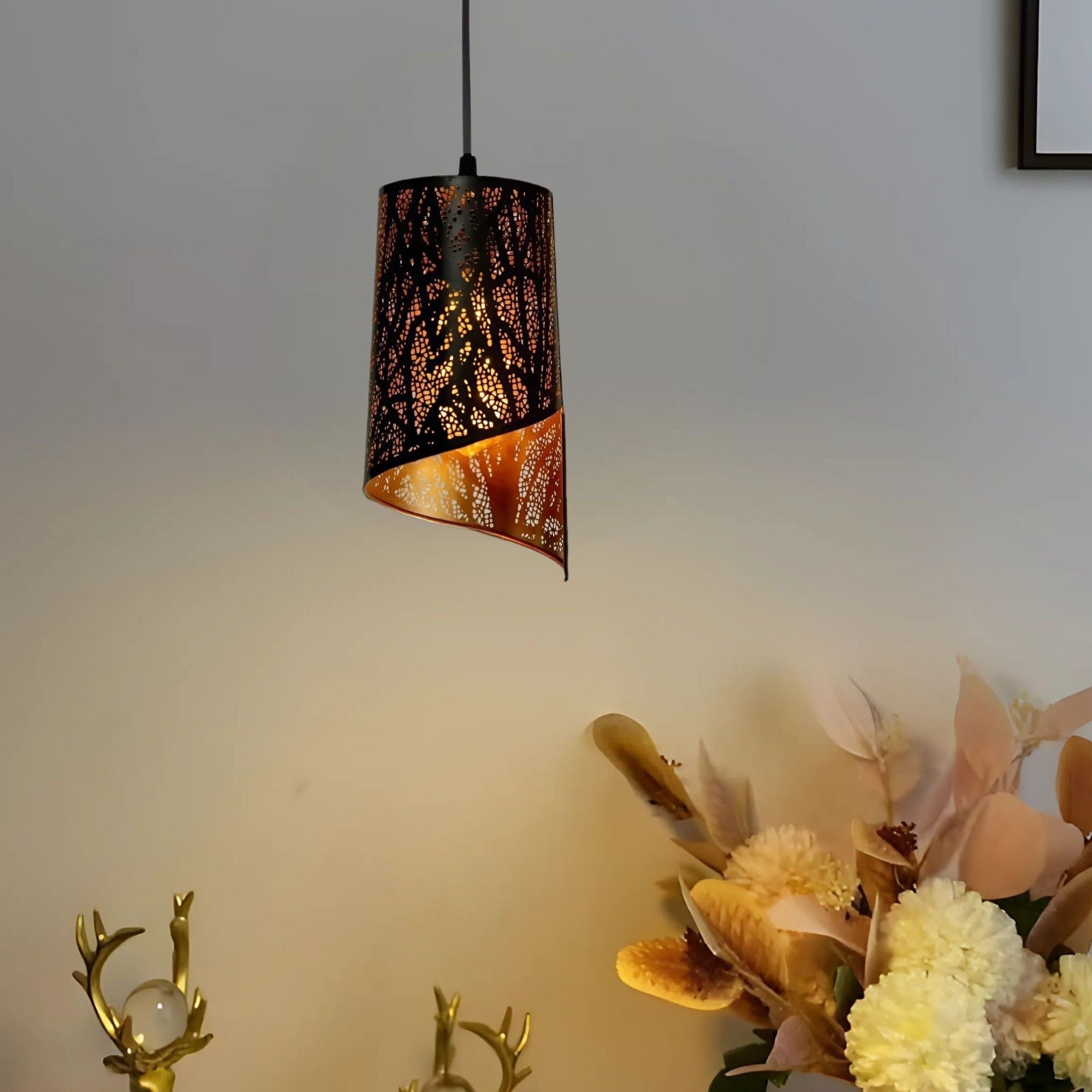 GLOMZY Metal Laser Cutting Design Pendant Hanging Lamp,Without Bulb (Pack of 1) Ceiling Light Ceiling Lamp-picture-30