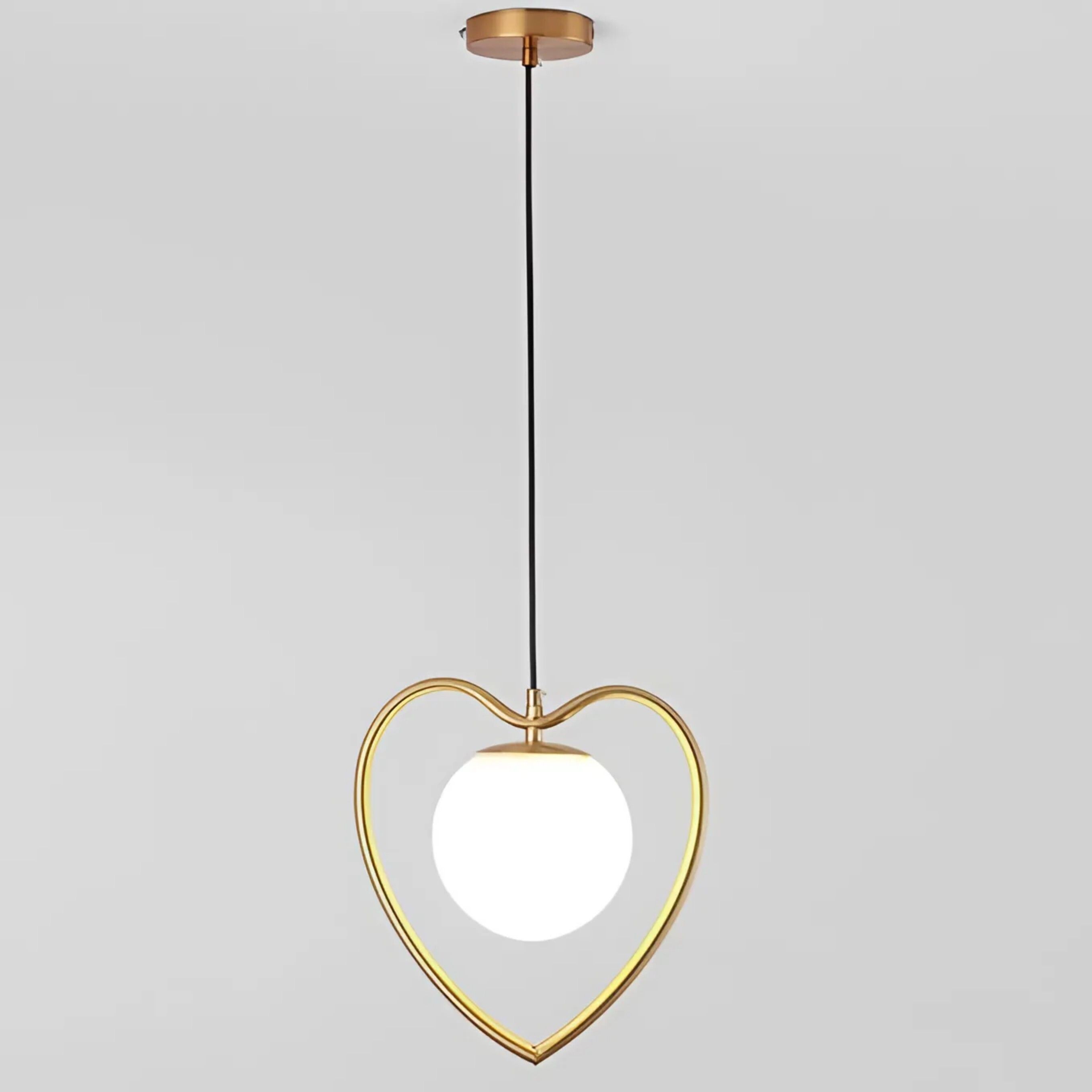 GLOMZY Metal Heart Shaped Ceiling Lamp With Doom, Gold, Bulb Included(Pack of 1) Ceiling Light Ceiling Lamp-picture-5