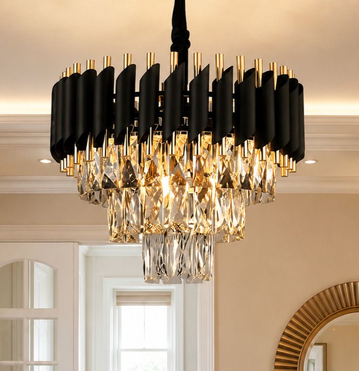 aphrodite Crystal Golden Metal 400MM Hanging Ceiling Jhumar Lamp Pendant Light Chandelier Ceiling Lamp-picture-17