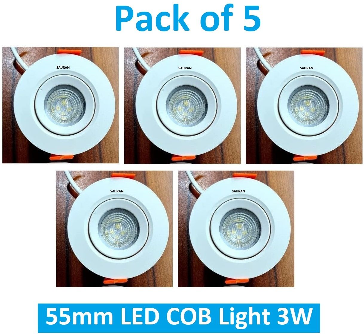 Pack of 5 55mm LED COB Pure White Light 3W LEC5.3 (With Warranty) Ceiling Light Ceiling Lamp-image-7