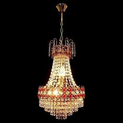 Red Crystal Gold polish metal 300mm chandelier hanging ceiling jhoomer Chandelier Ceiling Lamp-image-42