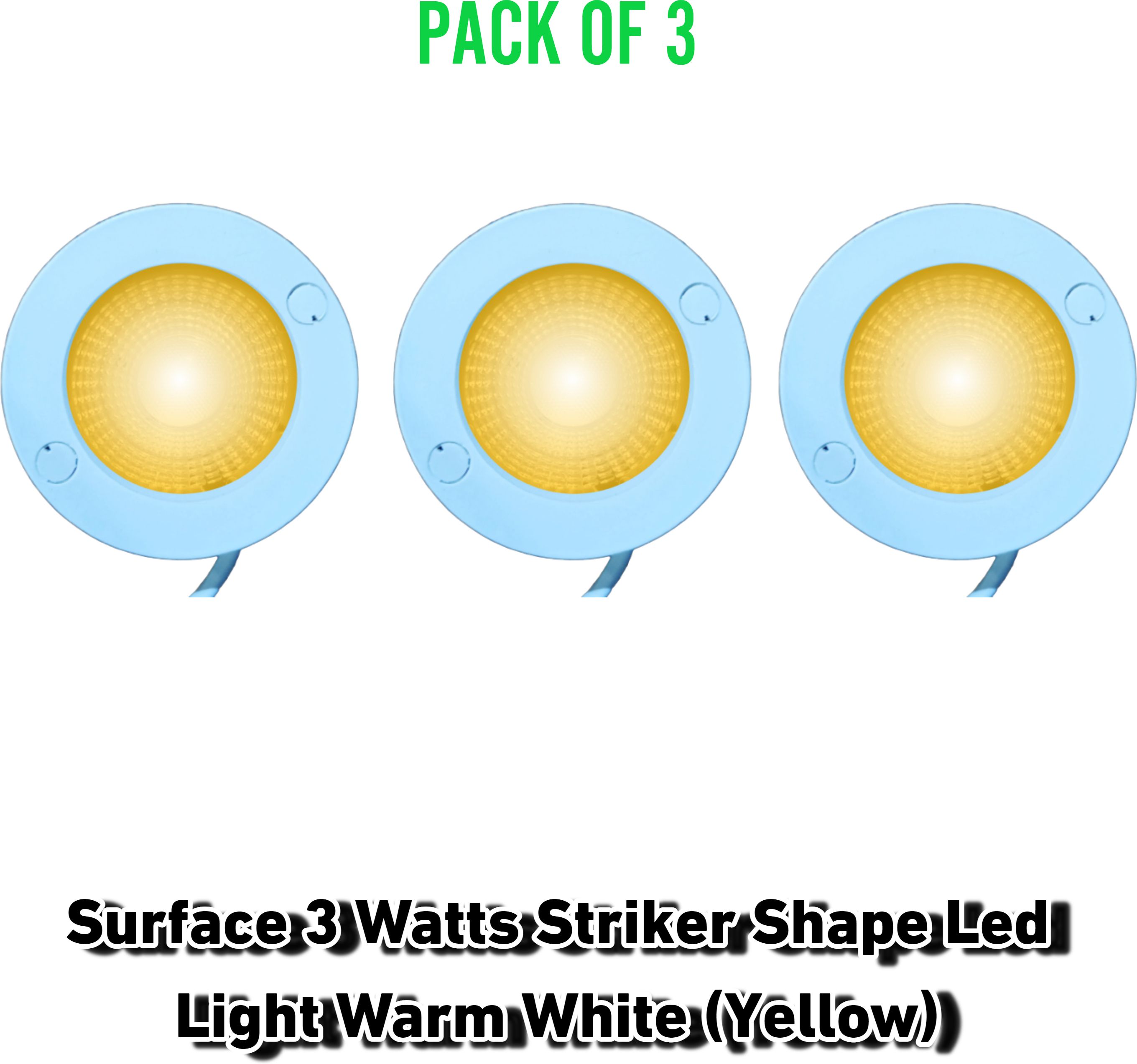 ap source Surface 3 Watt Striker Shape Led Light WARM WHITE (YELLOW) PACK OF 3 Ceiling Light Ceiling Lamp-picture-36