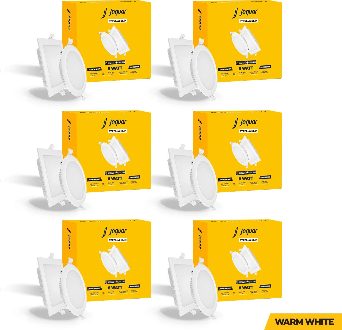 Strella Slim 8W Round Recess Down Light - Warm White (Pack of 6) Ceiling Light Ceiling Lamp