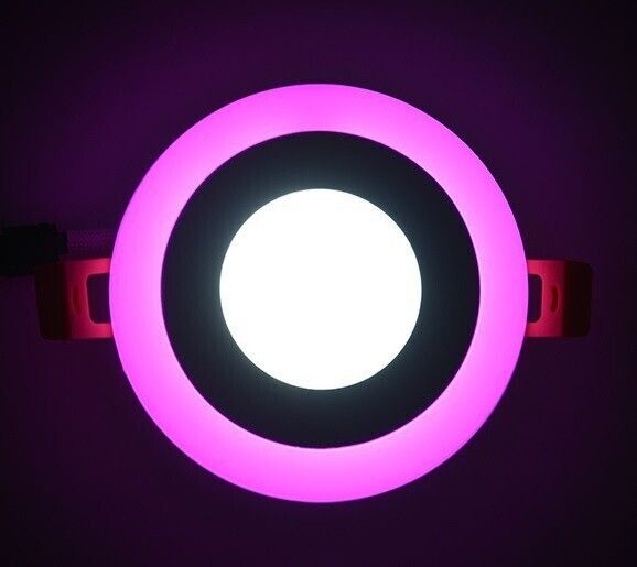 LED Ceiling Panel Light 6 Watt (3+3) POP Down Light, Surface Mounted Spotlight, Dual Color 3D Effect Pink & White Combination, Ceiling Lamp (SINGLE UNIT) Recessed Ceiling Lamp-image-4