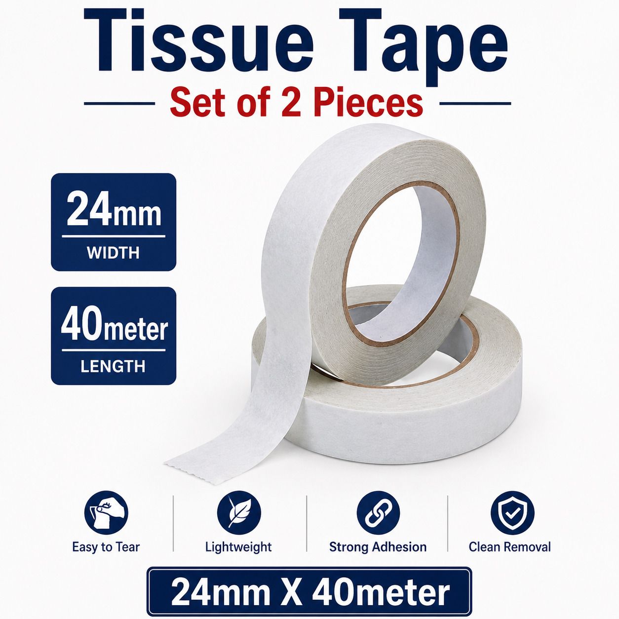 24MM X 40 MTR STICKY AND GUM WITH TWO SURFACES POSTER TAPE For Craft, Car & DIY Repairs DOUBLE SIDED TISSUE TAPE (Manual)-image-15