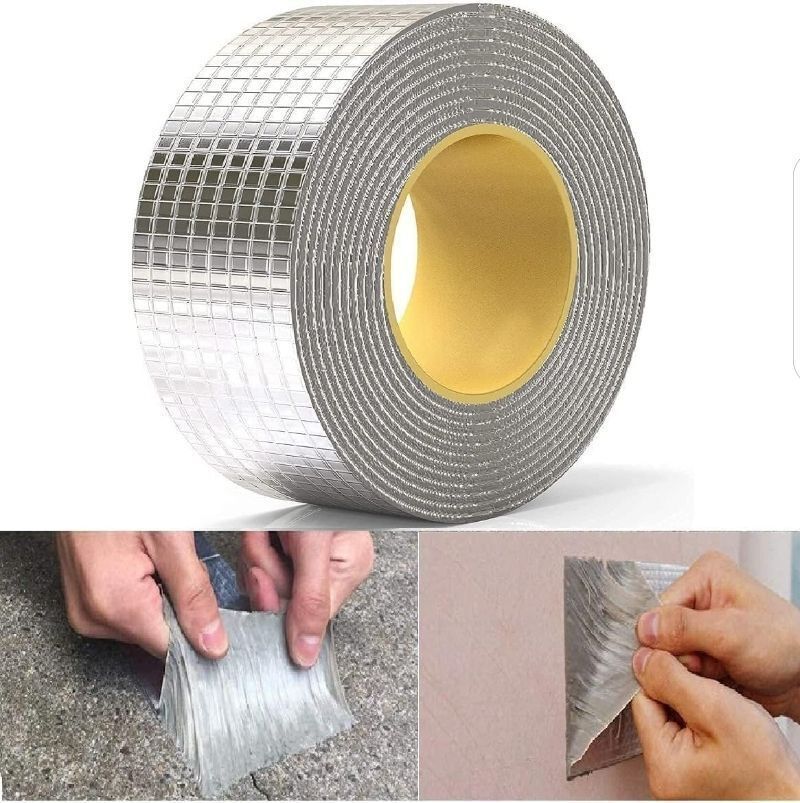 Aluminium tape 2 inch x 5 mtr Water proof Adhesive Heavy Duty Aluminium Foil Tape with Liquid Sealer Butyl Strong Tape for PipeRoof & Tank Leakage Waterproof Seal Repair Tape (Manual)-image-30