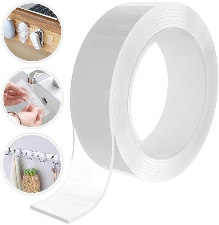 treattoes Strong Adhesive Transparent Silicone Nano Tape Heavy Duty 3mtr Double Sided Tape Washable Reusable Gel Mounting Tape (Size: 1mm Thick, 3m Long, 30mm Wide) Multipurpose Heavy Duty Double Sided Nano Tape for Home, Office, Car & Kitchen (Manual)-picture-42