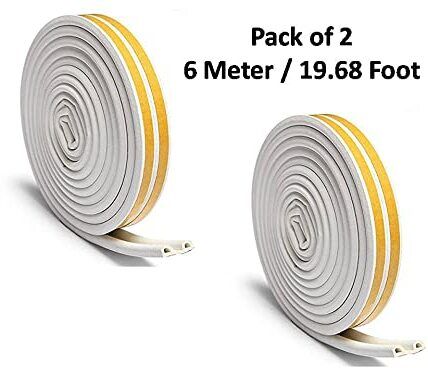 supermall D Shaped (Yellow & White) Self-Adhesive Epdm Doors and Windows New Foam Seal Strip Rubber Weatherstrip 6 Meter (Manual)-picture-16