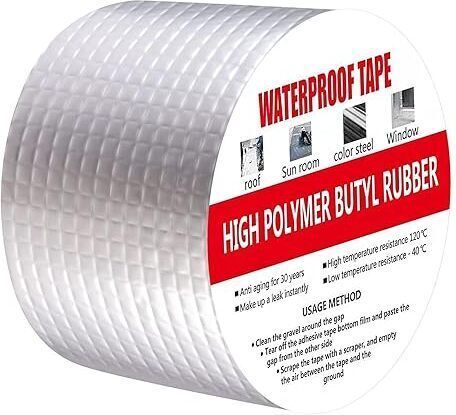 Single Sided Super Strong Butyl Sealant Sticky Tape Perfect for Sealing Roof & Water Leakage, Surface Crack, Metal & Pipe Repair Waterproof Aluminum Foil Tape (Manual)-image-20