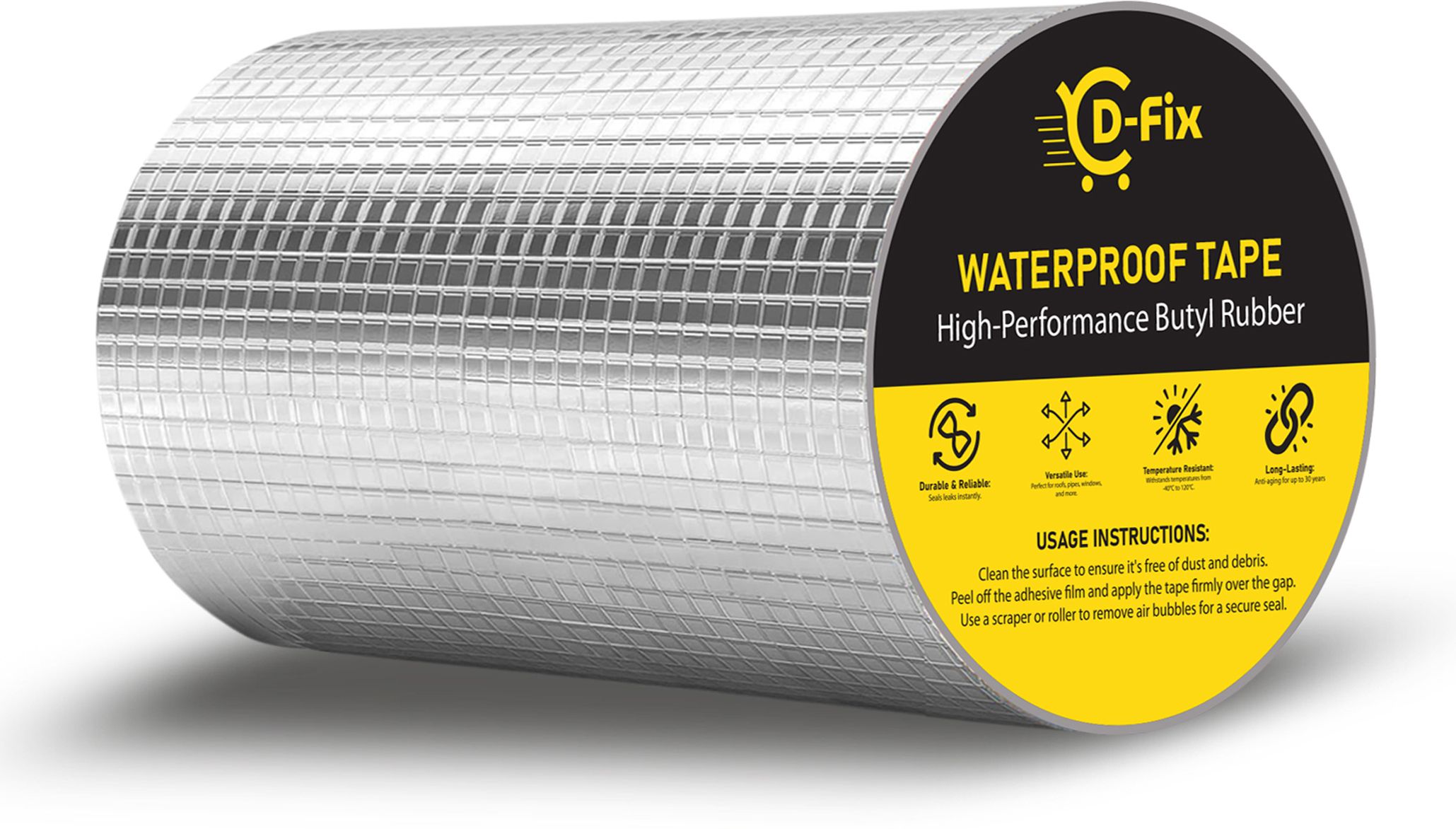 dfix Self Adhesive Super Strong Roof Leak, Surface crack, Window Sill Gap, Pipe Rupture, Boat 15cm/6inch x 5m Aluminum Foil (Manual)-picture-36