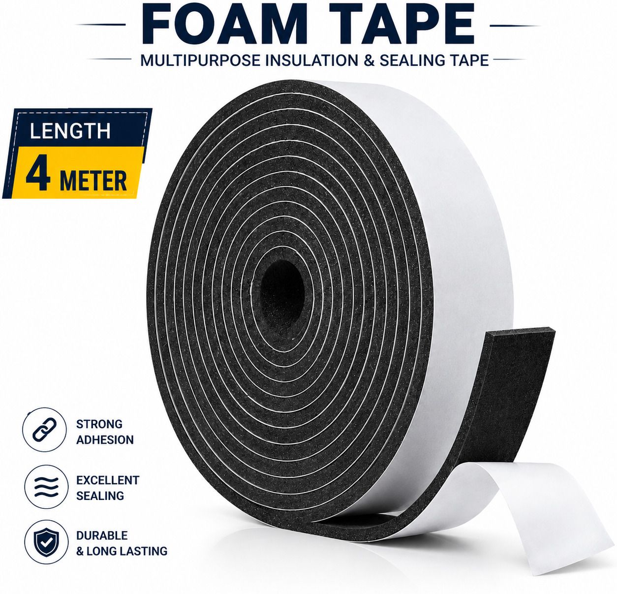 Self Adhesive EPDM Foam Seal Strip for Door & Window Noise Reduction & Cushion Protection Dispenser Weatherproof Sound Insulation Tape (Manual)-image-49
